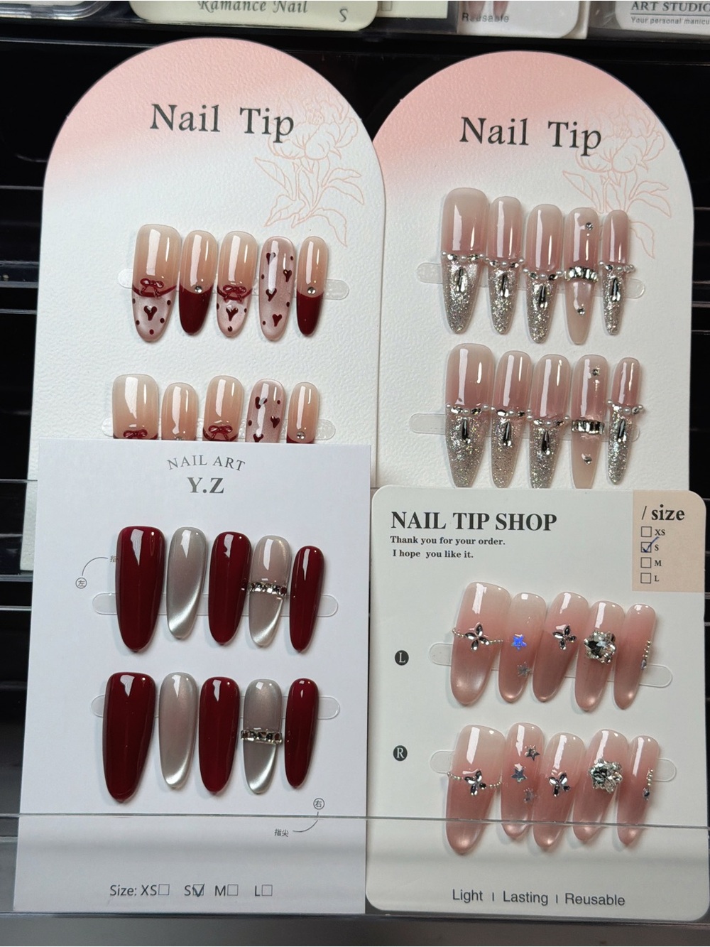 Nail Tip Set - Blush Pink & Burgundy Artificial Nails
